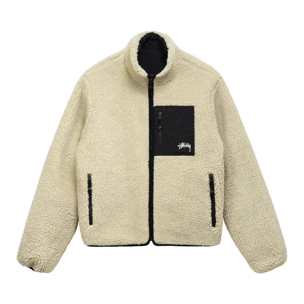 Stussy 8 Ball Sherpa Reversible Jacket Natural 49