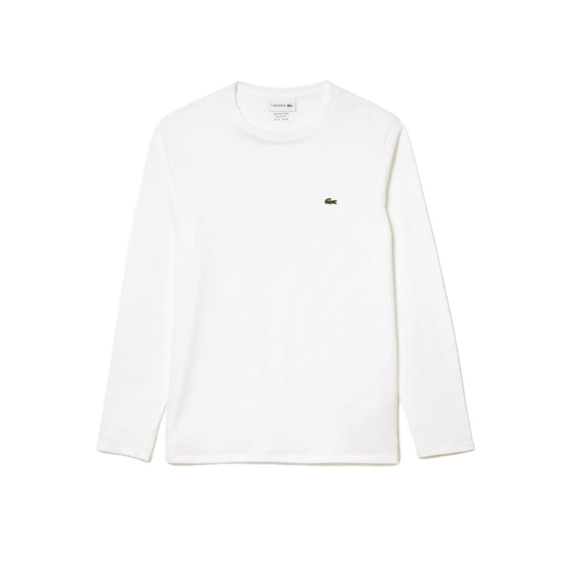 T-SHIRT LACOSTE COL ROND MANCHES LONGUES EN JERSEY DE COTON PIMA UNI BLANC 49